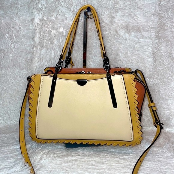 New Coach Dreamer Whipstitch Leather Satchel Bag Purse in Colorblock Tan - Picture 4 of 16